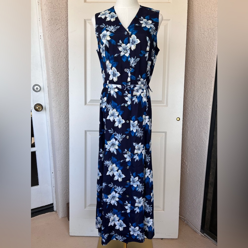 Innovation Sport Floral Button Front Belted Midi Dress‎ Size 8